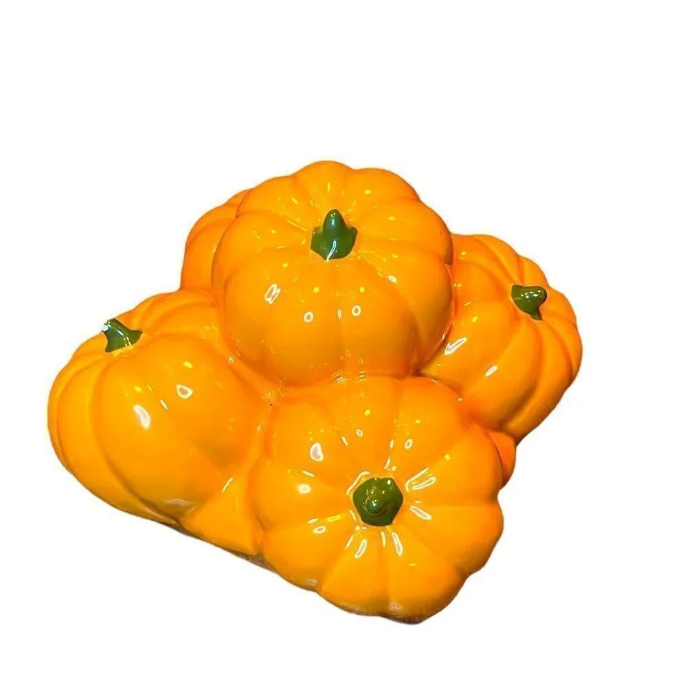 Ceramic Cluster of Orange Pumpkins Pumpkin Patch 5”x5”